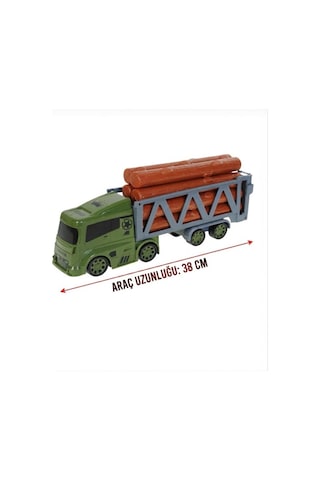 Timber Truck 38 Cm 8 Adet Büyük Boy Kütük Taşıyan Oyuncak Askeri Kamyon Orman Kesim Kamyonu