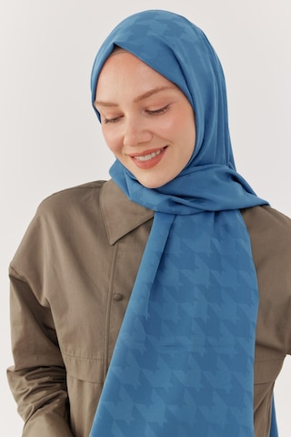 Mirsoy Scarf Kazayağı Desen İpeksi Jakar Şal - Mavi Mavi