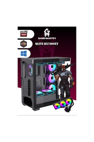 Gm Game Master Qlite R5-5600 16 GB 512 GB M.2 SSD RX7600XT Free Dos Masaüstü Oyuncu Bilgisayarı