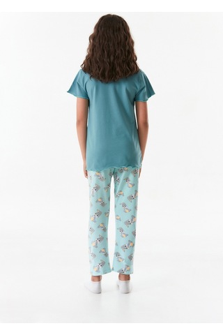 Fullamoda Tavşan Baskılı Kız Çocuk Pijama Takımı 24mıcg631212236-mavi 24MICG631212236-Mavi