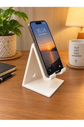 Telefon Tutucu Şarj Kablosu Takılabilir Telefon Standı Beyaz
