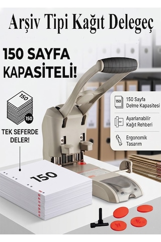 Büyük Delgeç 1 Adet Temat 2160n Arşiv Tipi Büyük Delegeç Kağıt 150 Sayfa Kapasiteli 2 Pin 10 Disk Ekstra Güçlü