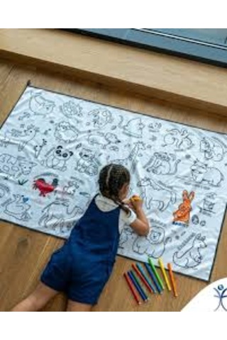 Boyama Örtüsü Boyama Halısı Yıkanabilir 100 X 150 Cm Penmark 12 Li Jumbo Keçeli Kalem Hediyeli