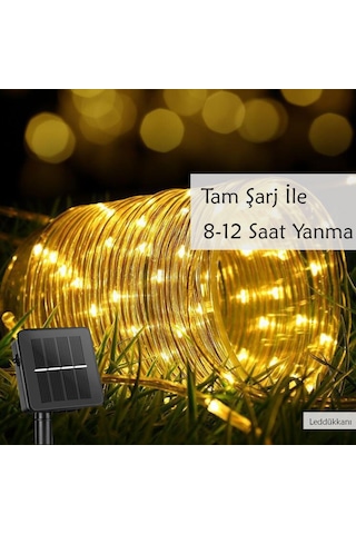 100 Led 12 Metre Sarı Solar Lamba Bahçe Aydınlatması
