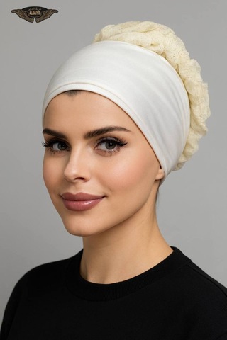Aldaıyr Fırfır Bone Tesettür Bone Bej1