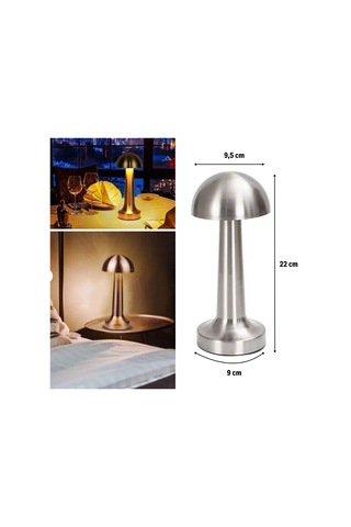 Buffer Mantar Model Silver Renk Şarjlı Dokunmatik 3 Renkli Led Masa Lambası -m11 Gümüş