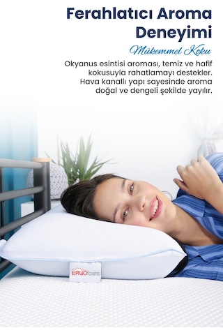 Viscofoam Aroma Terapi Hava Kanallı Ortopedik Yastık Visco Yastık Okyanus Esintisi 60x40x16cm