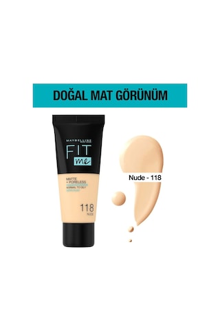 Maybelline New York Fondöten  Fit Me Matte  Poreless Foundation 118 Nude