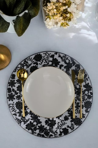 Digithome Acar 6 Lı Amerikan Servisi Supla Yuvarlak Siyah 38 Cm Acr-345 C320.033 Krem