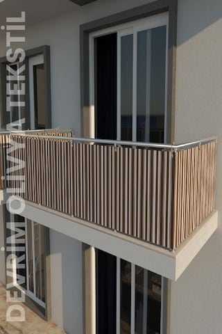 Devrim Olivya Tekstil Kahve-beyaz Balkon Demiri Perdesi Ve Korkuluk Perdesi - Her Ölçüde En X Boy Seçenekli Kahverengi