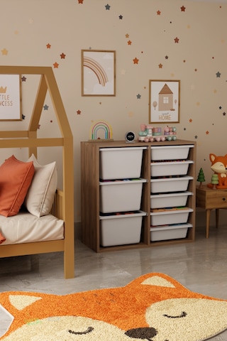 9 Sepetli 2 Bölmeli Oyuncak Dolabı Çok Amaçlı Oyuncak Dolabı Düzenleyici Organizer Atlantik Çam - Beyaz