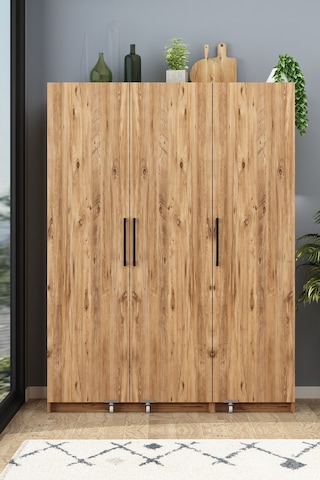 Erzak Dolabı 3 Kapaklı 180 Cm Çok Amaçlı Banyo Kiler Dolabı Atlantik Çam Atlantik Çam