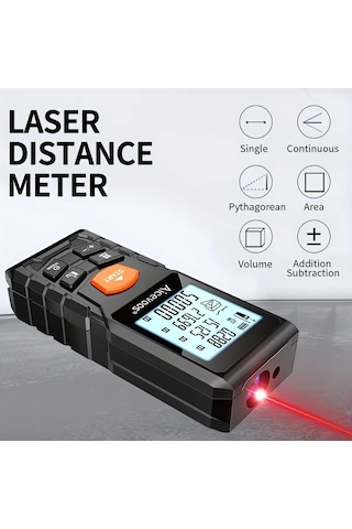 Elmpaly Aıcevoos Yüksek Hassasiyetli Dijital Lazer Mesafe Ölçer 50 120m 394ft Endüstriyel Ölçüm Aleti Pil İle Çalışan Kauçuk Kasa