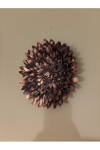 Dekoratif Çiçek Tabak / Sunumluk Mat Siyah & Altın Yaldız Eskitme 28 Cm