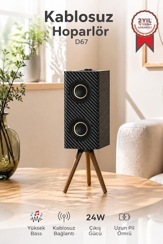 Mini Sistem Seyyar Alet Ses Aleti Kablosuz Hoparlör 24w 3000mah Taşınabilir Ayaklı D67