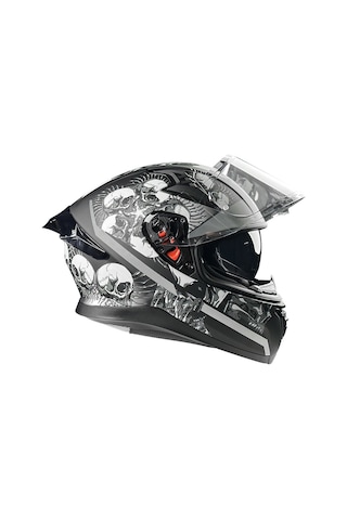 Pilot Snake Sv Matt Skull Full Face Kapalı Kask Siyah