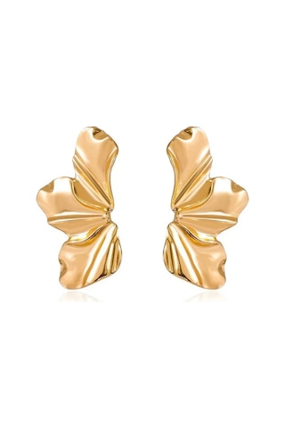 Moveevo Gümüş Kaplama Gül Yaprağı Desenli Asimetrik Akşam Giyimi Küpe, Doğal Aventürin Taşı, Kadınlar İçin Modern Takı, 50x25 Mm, 18g Gold