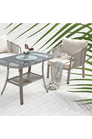 Capri Swing Artemis İkili Rattan Balkon Bahçe Takımı Beyaz