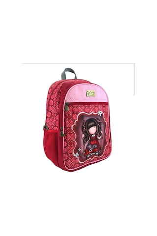 Santoro London Gorjuss Kız Çocuk Sırt Çantası Pembe Bordo Desenli Okul Çantası