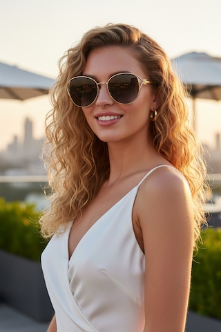 Daniel Klein Dk4329-2 Siyah Gold Grace Round Modern Tasarım Premium Kadın Güneş Gözlüğü Gold