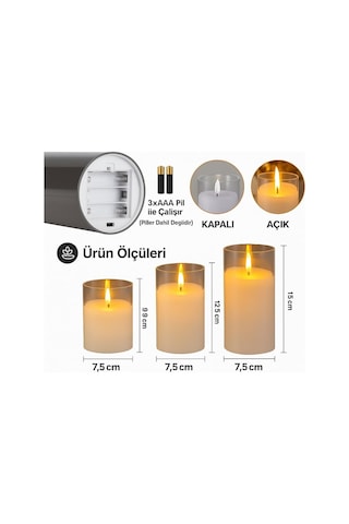 Alev Efektli 3 Lü Mum Görünümlü Led Mumlar 3200k Sıcak Sarı Işık, Cata Prag Gerçek Alev Efektli Dekoratif Mum Seti Mum Işığı Görseli Şık Atmosfer Aydınlatması 3 3 Aaa Pil Dahil Değil Enerji Sınıfı F 10c