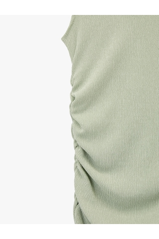 Koton Slim Fit Kolsuz Bisiklet Yaka Viskon Karışımlı Bodycon Drapeli Uzun Elbise Mınt 6sal80206ık Mint