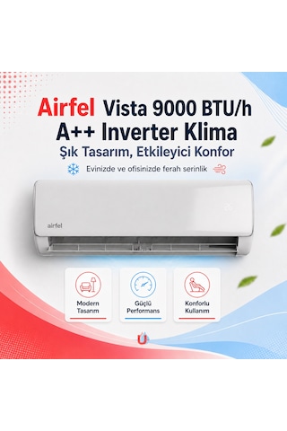 Airfel Vista Serisi 2026 9.000 Btu/h A++ R32 Inverter Klima