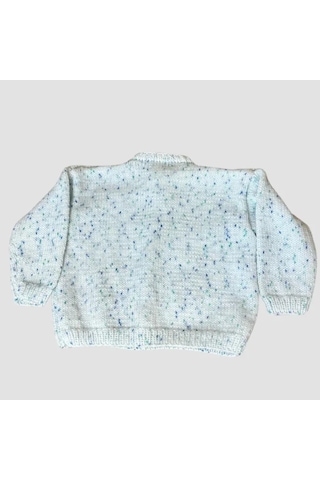 Uretti - Kadir 7704 - El Yapımı Örgü Bebek Hırka - 12 Ay Beyaz