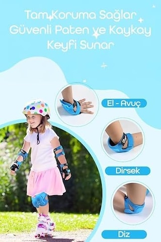 6&apos Lı Yüksek Koruma 3-12 Yaş Paten Scooter Bisiklet Kaykay Diz Dirsek El Koruma Koruyucu