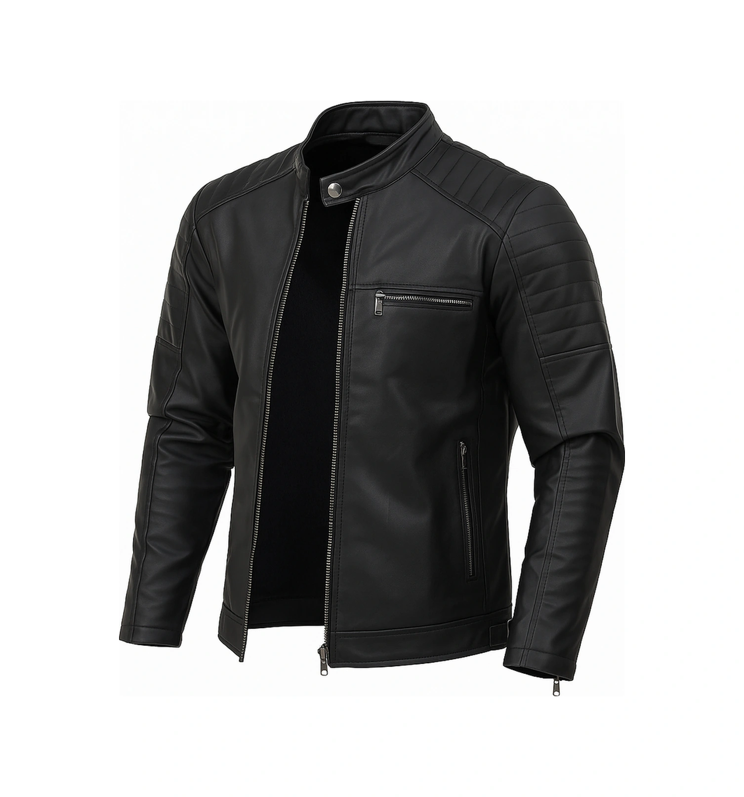 Mero Life Dar Kesim Erkek Deri Ceket Mont - Siyah