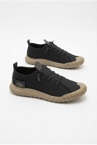 Fort 2065 Bst Rahat Esnek Lastik Bağcıklı Sneaker Erkek Ayakkabı Siyah - Vizon