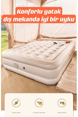 Shufa Şişme Kendinden Elektrikli Pompalı Yatak 152x198x40 Cm Krem