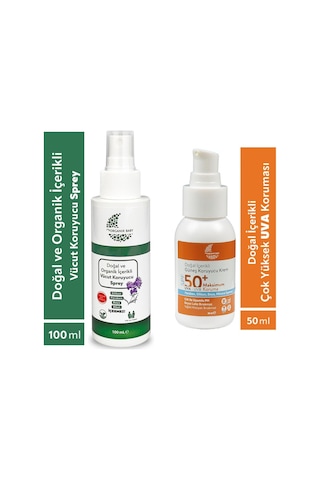 Organik ve Doğal İçerikli Vücut Koruyucu Bebek Çocuk ve Yetişkin Sprey 100 Ml Ve Güneş Kremi 50 Ml