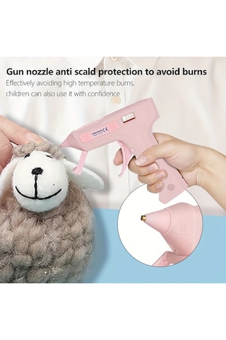 Honeybeeshop Beyaz 20s Hızlı Isıtma Pembe Kablosuz Sıcak Yapıştırıcı Tabancası Sesli Uyarı Usb C Şarjlı Dekorasyon El Sanatları Dıy Ev Tamiri
