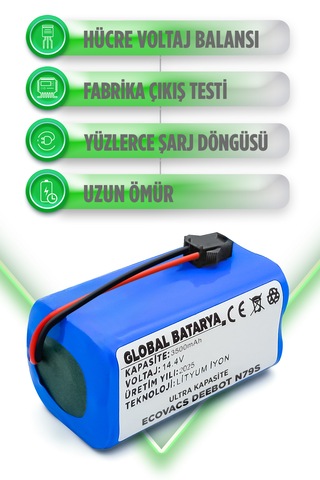 Ecovacs Deebot N79s Batarya 3500mah Ultra Kapasite