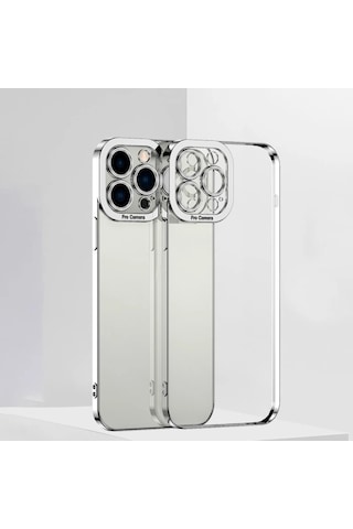 Ally Fashion Series Apple iPhone Uyumlu 12 Pro Kılıf Renkli Kenar Lazer Çerçeveli Silikon Kılıf- 5775 Mavi
