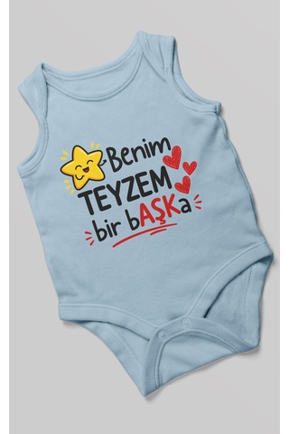 Morivokids Benim Teyzem Bir Başka Sıfır Kollu Bebek Zıbını %100 Pamuk Bebe Mavisi