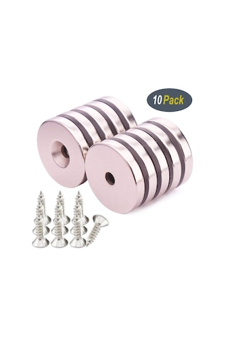 10 Adet 15Mm X 10-5,5M X 3Mm Havşa Delikli Güçlü Neodyum Miknatis