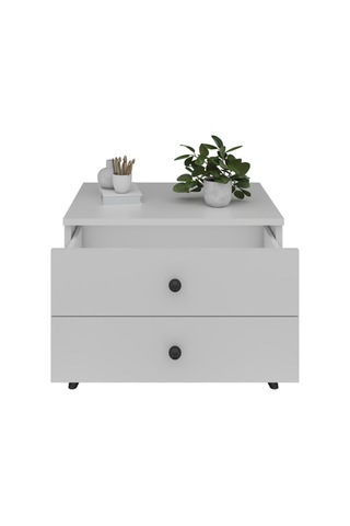 Simple Komodin 2 Çekmeceli 60x44x48 Beyaz Beyaz
