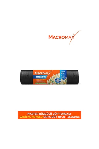 Master Büzgülü Çöp Torbası Orta Boy 55x60cm Vanilya Kokulu 10 Adet Süper Ekonomik Paket