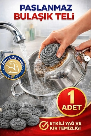 Bulaşık Teli Ovma Teli 1 Adet Pratik Ekonomik Toptel Sürtme Teli Lavabo Mutfak Banyo Temizlik Teli Sert Yüzey İçin