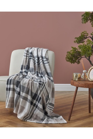 Nora Ekose Baskılı Supersoft Tv Battaniye 120x160 Cm Krem-siyah