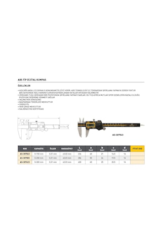 Fett 0-300mm Asimeto Abs Tip Dijital Kumpas As-307623