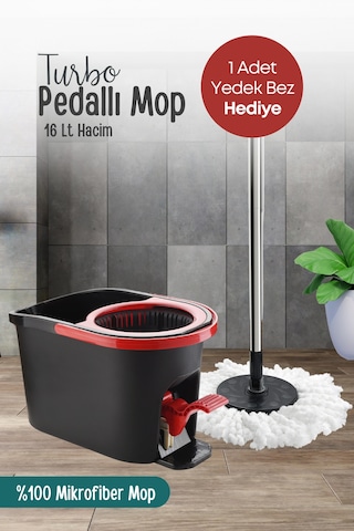 Grimorlife Turbo Pedallı Mop Temizlik Seti Kova Paspas 16 Lt