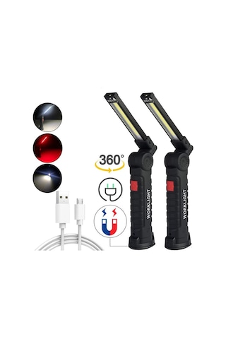 Lemestar Büyük Boy Çekirdekli Folding Led İş Lambası: Usb Şarjlı, Çadır Işığı, Araç Manyetik Feneri, Tamir Bakım Işığı W51 Çok Renkli