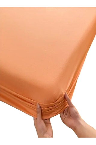Altın Karma Jersey Penye Pamuklu 180x200 Cm Çift Kişilik Lastikli Çarşaf Turuçu Turuncu
