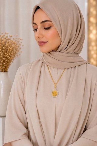 14 Ayar Tuğra-i İhtişam Taşlı Altın Kolye