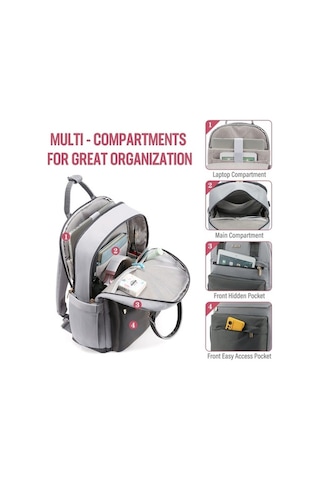 Createtech Yystore Usb Sırt Çantası Şık Moda Gri Büyük Bayan Çantası Gri