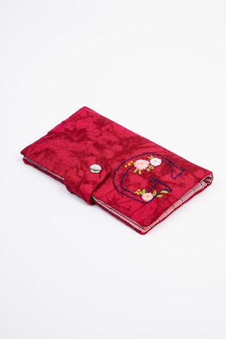 Fabric Craft Bag Kadın Cüzdanı, Kişiselleştirilebilir İsimli, Pamuklu Kumaş Kırmızı - Siyah