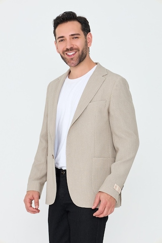 Bej Mono Yaka Regular Fit Erkek Spor Ceket